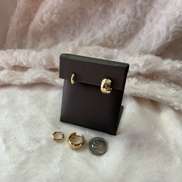 MIA FIORE Made In Italy 14kt Gold Polished Thick Chunky Huggie Earrings - Picture 12 of 13